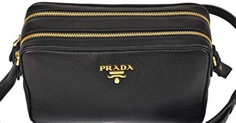 Prada Women's Black Bandoliera Vitello Phenix Leather 